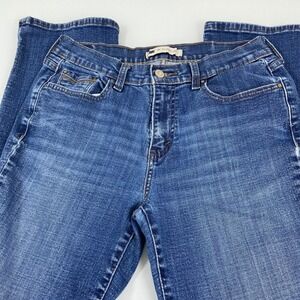 Levi's Womens 29 x28 Medium Blue 505 Straight Leg Jeans Faux Flap Back Pockets